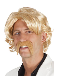 PartyXplosion Pruik Chuck met snor blond