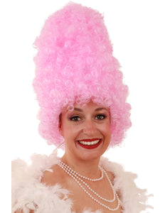 PartyXplosion Pruik Curly hoog  roze