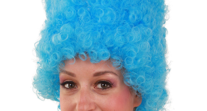 PartyXplosion Pruik Curly hoog  turquoise