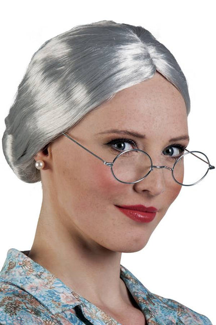 PartyXplosion Pruik Granny zilver