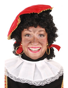 PartyXplosion Pruik Piet afro met  verstelbare staartjes