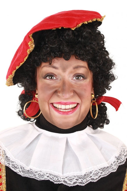 PartyXplosion Pruik Piet afro met  verstelbare staartjes