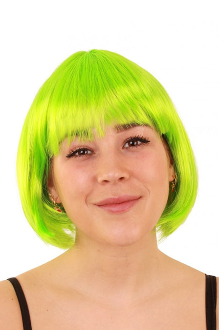 PartyXplosion Pruik sensation boblijn fluo groen