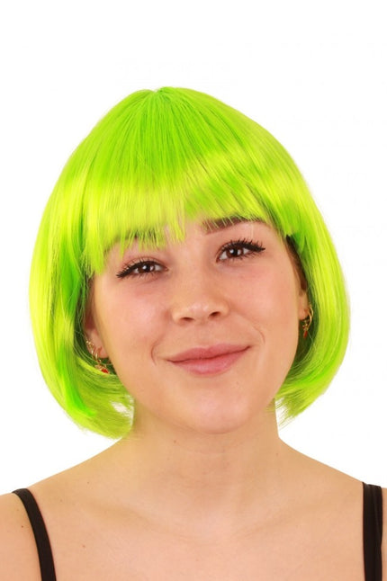PartyXplosion Pruik sensation boblijn fluo groen