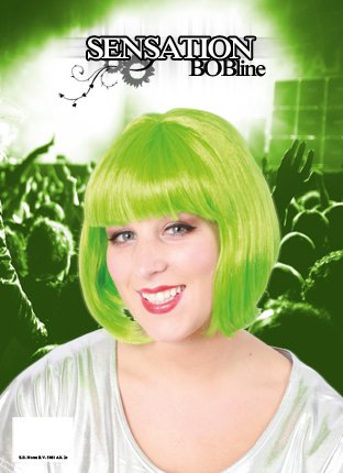 PartyXplosion Pruik sensation boblijn fluo groen