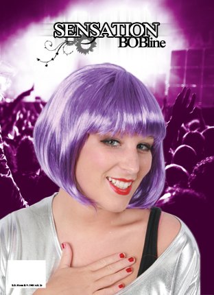 PartyXplosion Pruik sensation boblijn paars