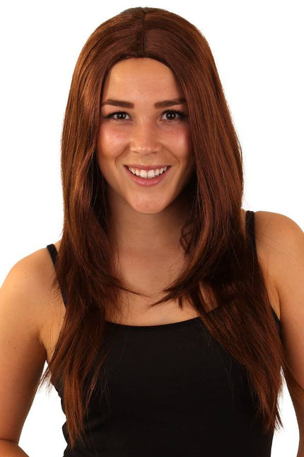 PartyXplosion Pruik standaard lang bruin