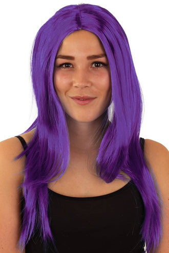 PartyXplosion Pruik standaard lang paars