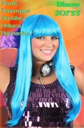 PartyXplosion Pruik trendy valley lang blauw