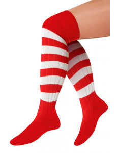 PartyXplosion Rood witte kniekous voetbalsokken