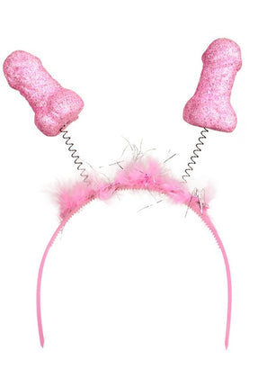 PartyXplosion Rose  glitter tiara met piemeltjes