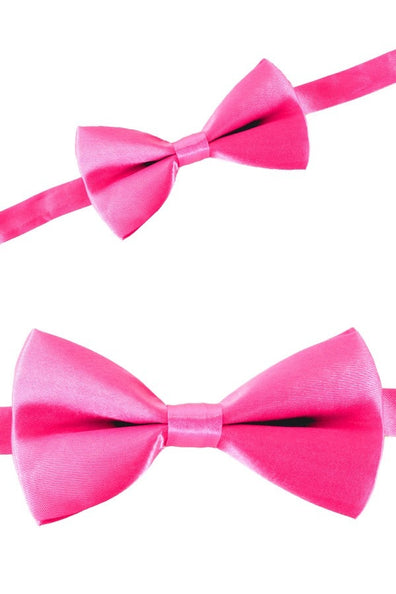 Roze strik satijn luxe, voorgevormde satijnen vlinderdas van 12 x 6,5 cm in fel roze met glans