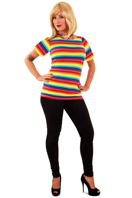 PartyXplosion Shirt regenboog print dames