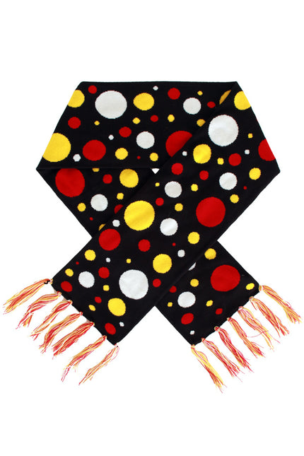 PartyXplosion Sjaal rood/wit/geel confetti 160 x 19 cm.