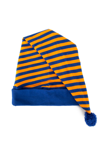 PartyXplosion Slaapmuts oranje/blauw gestreept