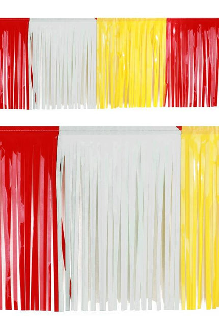 PartyXplosion Slierten folie guirlande rood/wit/geel 6 mtr