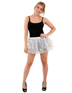 PartyXplosion Tule rokje wit met dots one size dames