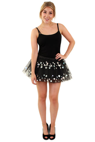 PartyXplosion Tule rokje zwart met dots dames one size