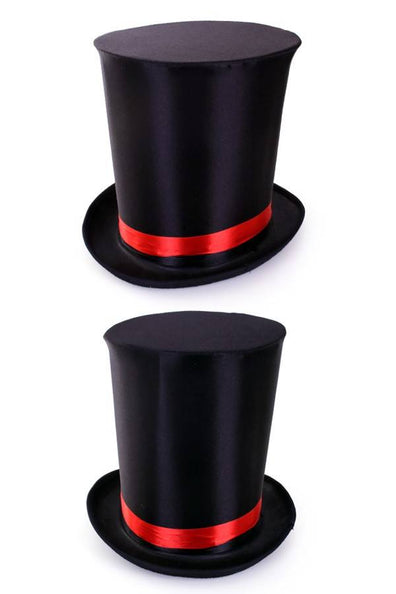 PartyXplosion Ultra hoge hoed zwart met elastieke band