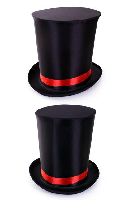 PartyXplosion Ultra hoge hoed zwart met elastieke band