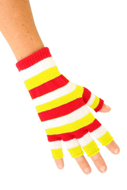 PartyXplosion Vingerloze handschoen rood/wit/geel
