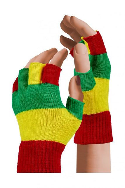 PartyXplosion Vingerloze handschoenen kind rood geel groen