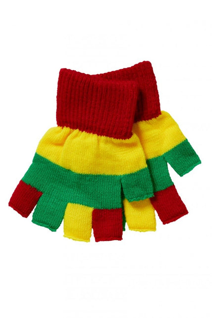 PartyXplosion Vingerloze handschoenen kind rood geel groen