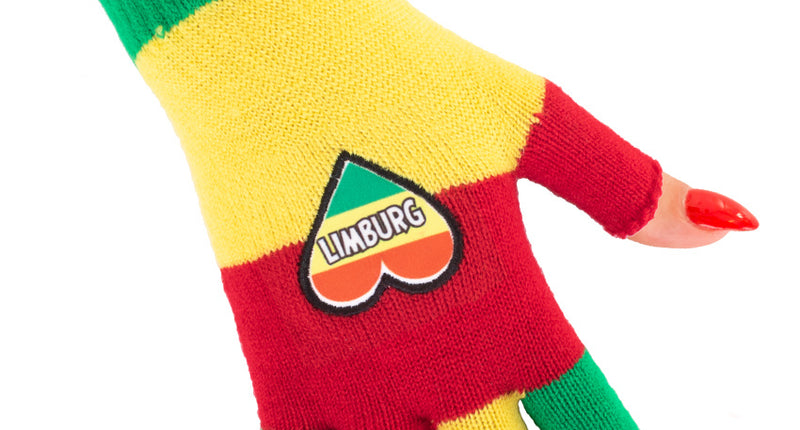 PartyXplosion Vingerloze handschoenen rood geel groen hart