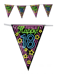 PartyXplosion Vlaggenlijn 18 jaar Neon 10 meter