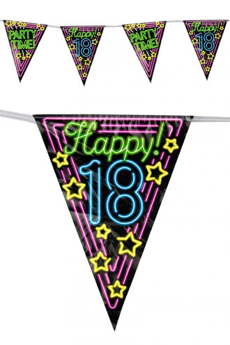 PartyXplosion Vlaggenlijn 18 jaar Neon 10 meter