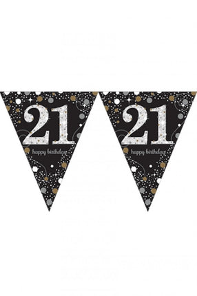 PartyXplosion Vlaggenlijn 21 jaar Sparkling gold