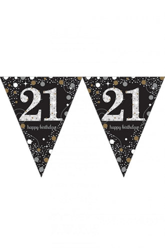 PartyXplosion Vlaggenlijn 21 jaar Sparkling gold