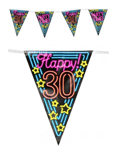 PartyXplosion Vlaggenlijn 30 jaar Neon 10 meter