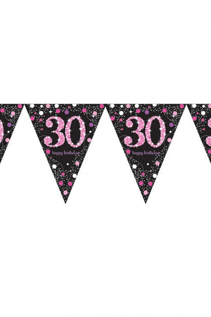 PartyXplosion Vlaggenlijn 30 jaar Sprankelend roze