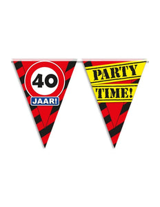 PartyXplosion Vlaggenlijn 40 jaar PARTYTIME 10 meter