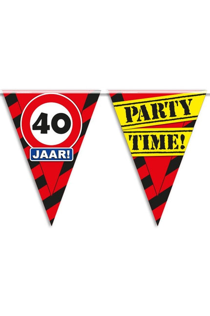 PartyXplosion Vlaggenlijn 40 jaar PARTYTIME 10 meter