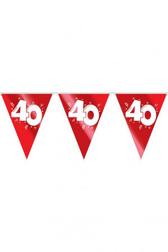 PartyXplosion Vlaggenlijn 40-jarige bruiloft Robijn 10 meter