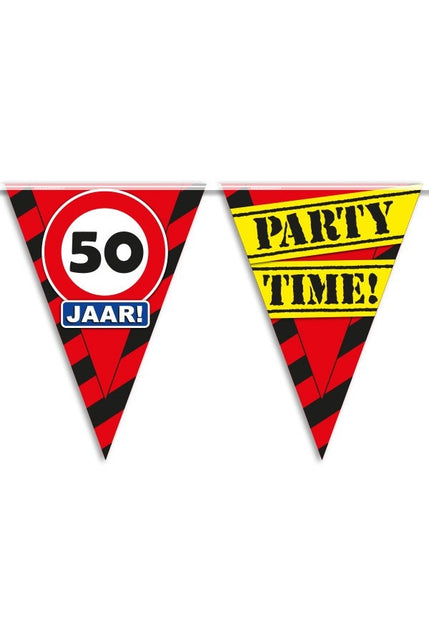 PartyXplosion Vlaggenlijn 50 jaar PARTYTIME 10 meter