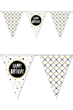 PartyXplosion Vlaggenlijn Happy Birthday goud 10 meter