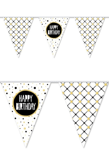 PartyXplosion Vlaggenlijn Happy Birthday goud 10 meter