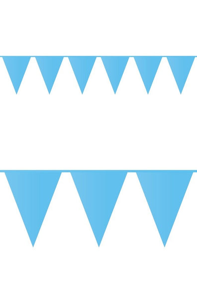 PartyXplosion Vlaggenlijn met lichtblauwe vlaggen