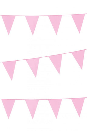 PartyXplosion Vlaggenlijn met roze vlaggen