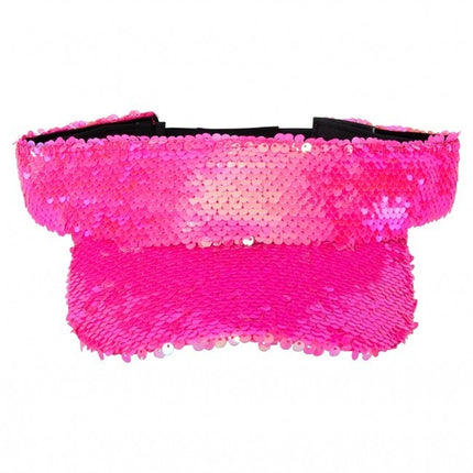 PartyXplosion Zonneklep roze met pailletten disco