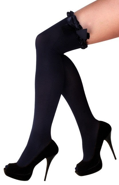 PartyXplosion Zwarte kniekous met strik