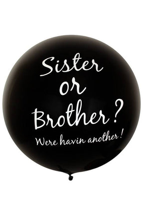 PartyXplosion Zwarte megaballon Sister or brother 91.4cm