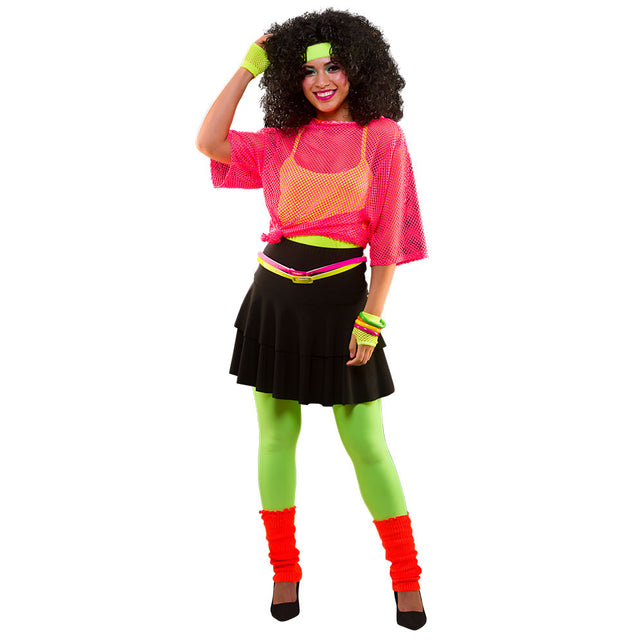 Wicked Costumes 80's Neon groene disco rok