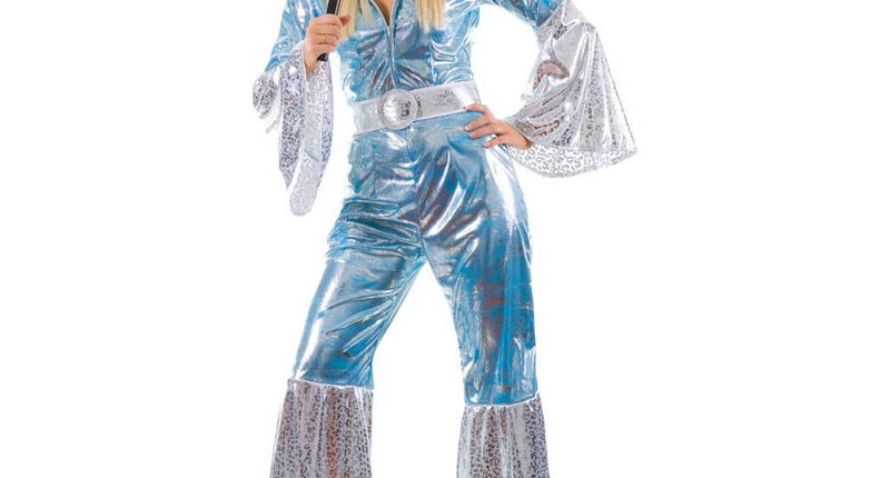 Wicked Costumes Abba jumpsuit voor dames in blauw
