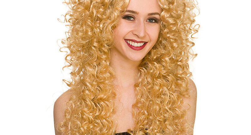 Wicked Costumes Blonde lange pruik met krullen