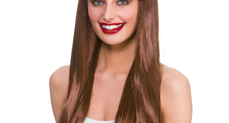 Wicked Costumes Bruine pruik Fantasy lang haar met pony