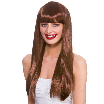Wicked Costumes Bruine pruik Fantasy lang haar met pony